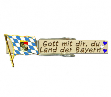Wiesnklupperl mit Beschriftung und der Bayern Flagge mit den Regierungsbezirken