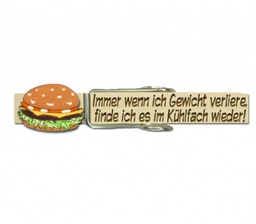 Glupperl mit Namen und einem handbemalten Burger