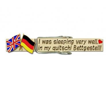 Klammer mit Namen und der GB - Deutschland Fahne