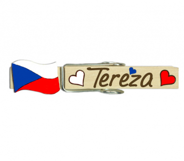 Namensklammern mit einer handbemalten Tschechischen Fahne
