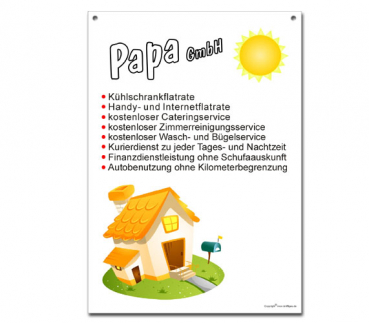Schild "Papa GmbH"