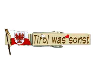 Klupperl mit Namen und der Tiroler Fahne als PIN