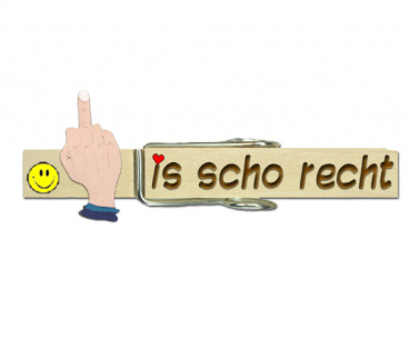 Wiesnglupperl mit Namen und einem handbemalten Stinkefinger