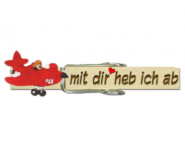 Oktoberfestklammer mit Namen und einem handbemalten roten Flugzeug
