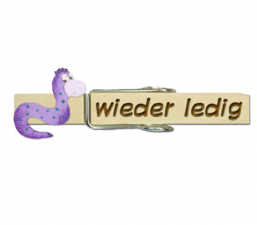 Klupperl mit einem lilafarbenen Bücherwurm