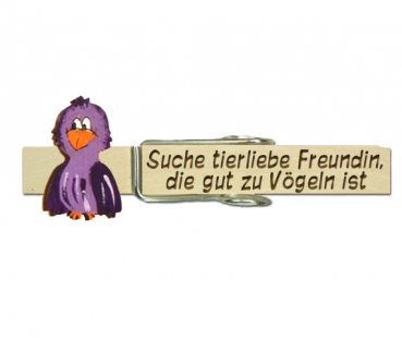 Glupperl mit einem lilafarbenen Vogel (gerade)