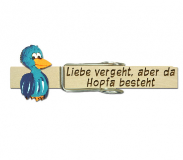 Glupperl mit einem dunkelblauen Vogel (seitlich)