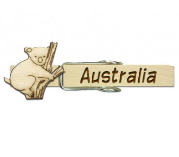 Klammer mit Gravur und einem naturbelassenen Koala