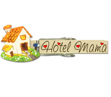 Glubbal mit Namen und einem handbemalten "Hotel Mama"