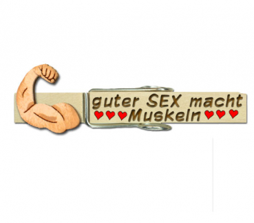 Klammer mit Beschriftungen und einem handbemalten Bizeps