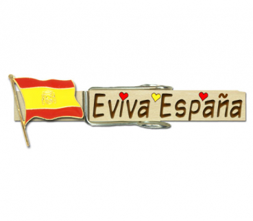 Wiesnglupperl mit Namen und einer Metallfahne von Spanien