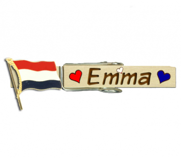 Wiesnglupperl mit Namen und einer Fahne mit einem Holland-PIN