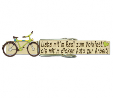 Glupperl mit einem hellgrün Fahrrad