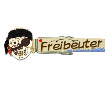 Piratenkopf mit einer schwarzen Binde und schwarzen Augenklappe