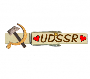Glupperl mit den Symbolen der UDSSR mit einem schwarzen Hammer und einer goldenen Sichel