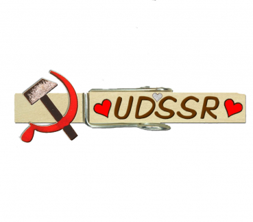 Glupperl mit den Symbolen der UDSSR mit einem schwarzen Hammer und einer roten Sichel