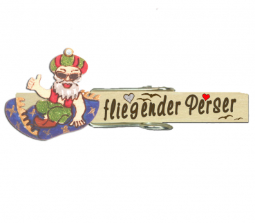 Glupperl mit einem handbemalten "fliegenden Perser" mit Brille und Bart