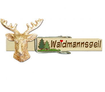 Glupperl mit einem goldfarbenen 3D Hirschkopf