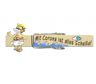 Glupperl mit einem handbemalten Saunamann mit einem weißen Mundschutz