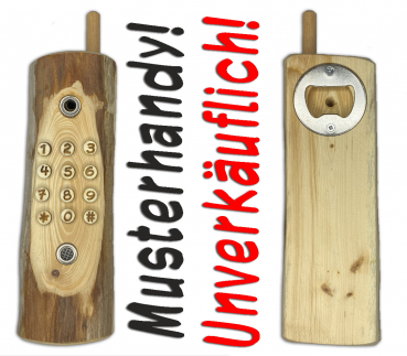 Preview: Holzhandy mit "Mikrofon und Kamera"! Ein kurioser und dekorativer Flaschenöffner!