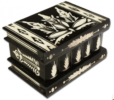 Bücher-Trick-Box schwarz mit Schnitzerei Gr. 3