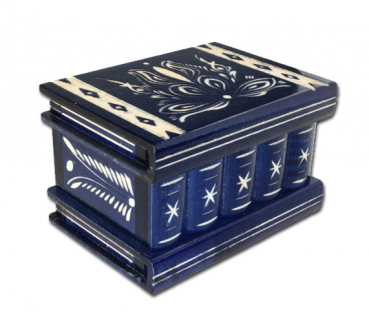 Bücher-Trick-Box dunkelblau mit Ornamenten Gr. 2
