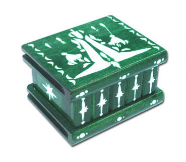 Bücher-Trick-Box dunkelgrün mit Schnitzerei Gr. 1