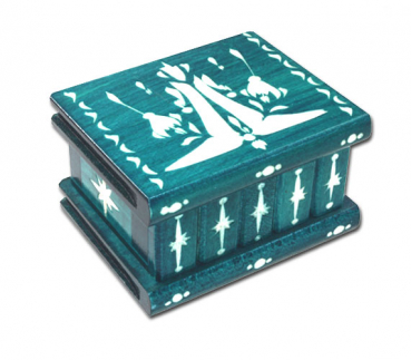 Bücher-Trick-Box türkis mit Schnitzerei Gr. 1