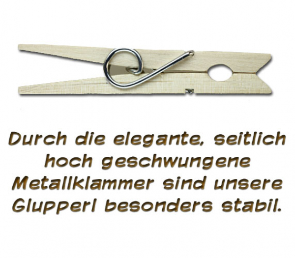 Glupperl mit einem Geschenk-Päckchen in grün
