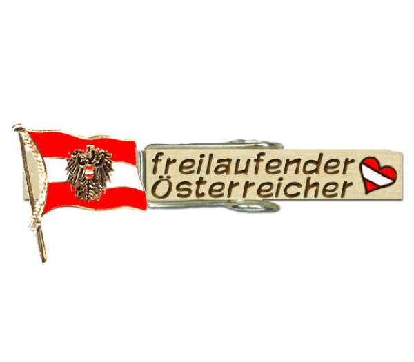 Klupperl mit Namen und der Österreich Flagge