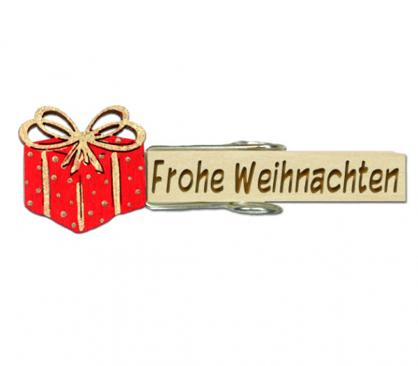 Glupperl mit einem Geschenk-Päckchen in rot