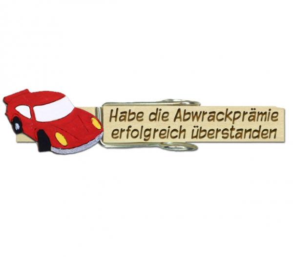 Glupperl mit einem handbemalten roten Porsche