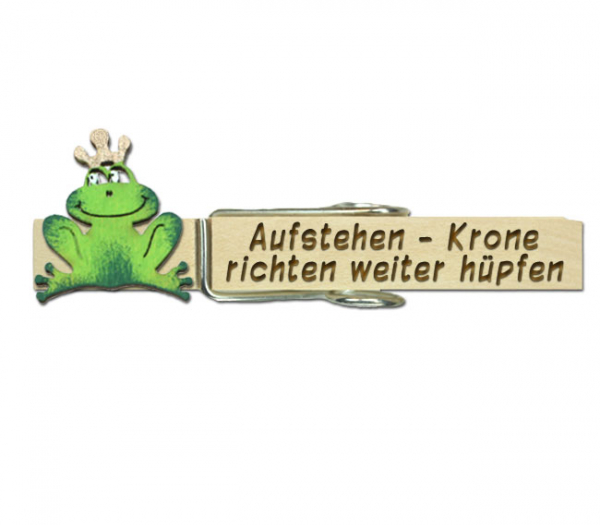 Klupperl mit einem Holzfrosch und Krone
