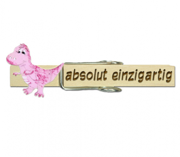 Glubberl mit einem pinkfarbenen Dino