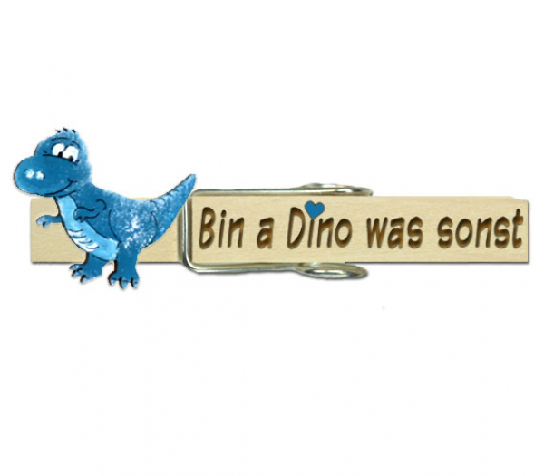 Klupperl mit einem dunkelblauen Dino
