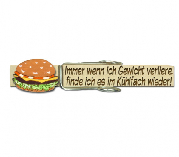 Glupperl mit Namen und einem handbemalten Burger