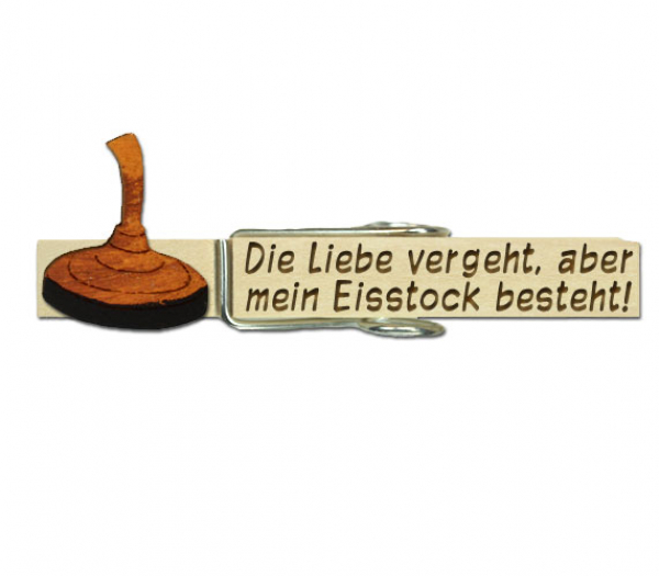 Wäscheklammer mit einem handbemalten Eisstock