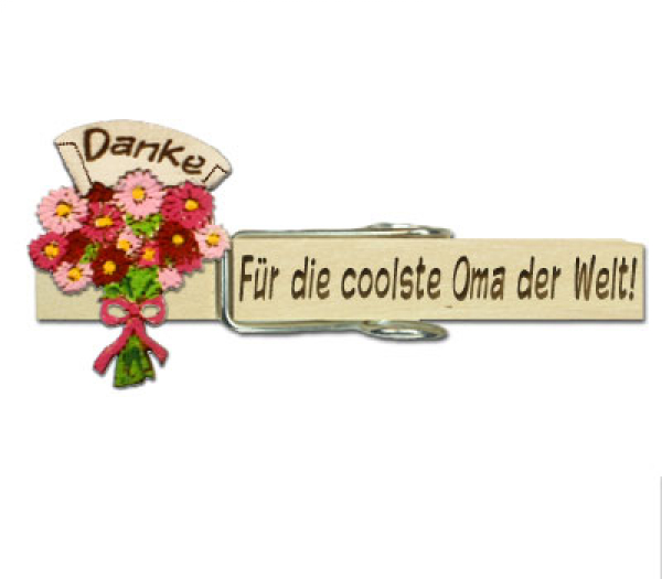 Glupperl mit einem Blumenstrauß-Danke rosa