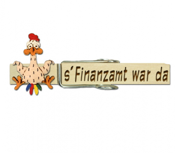 Wäscheklammer mit einem gerupften Gockel