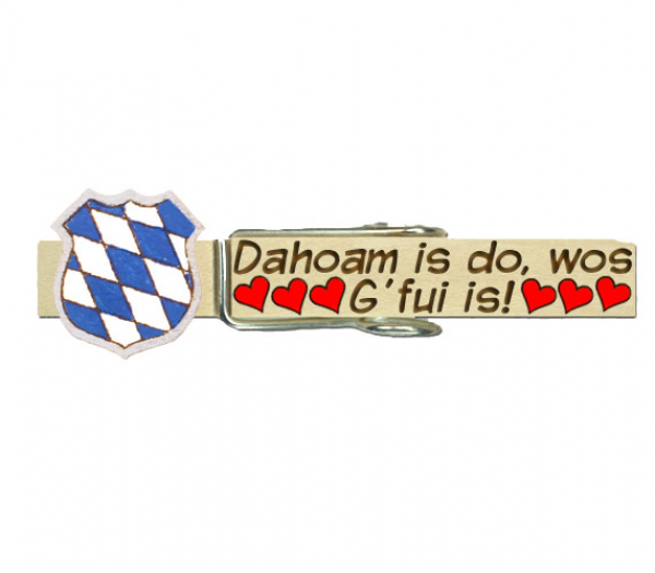 Wiesnklammern mit Beschriftung und einem handbemalten Bayernwappen