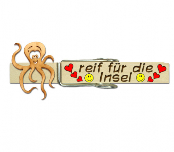 bedruckte Klammern mit einem naturbelassenen Tintenfisch