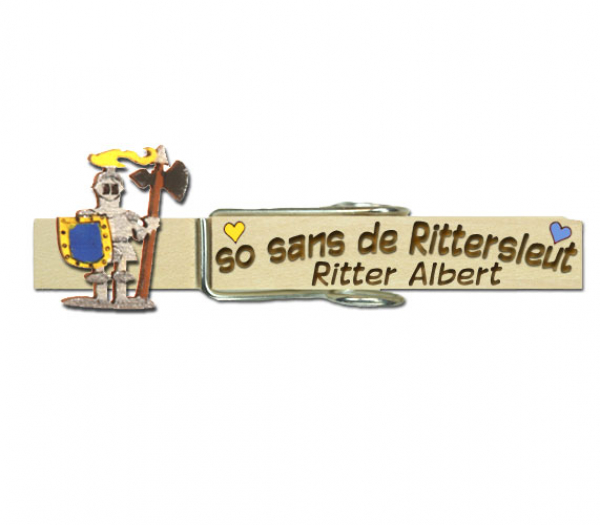 Glupperl einem handbemalten blau-gelben mittelalterlichen Ritter