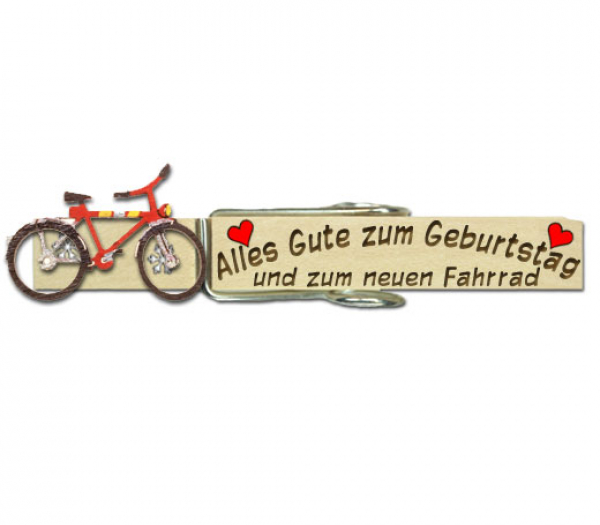 Glupperl mit einem roten Fahrrad