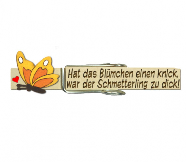 Glupperl mit einem handbemaltem gelben Schmetterling seitlich