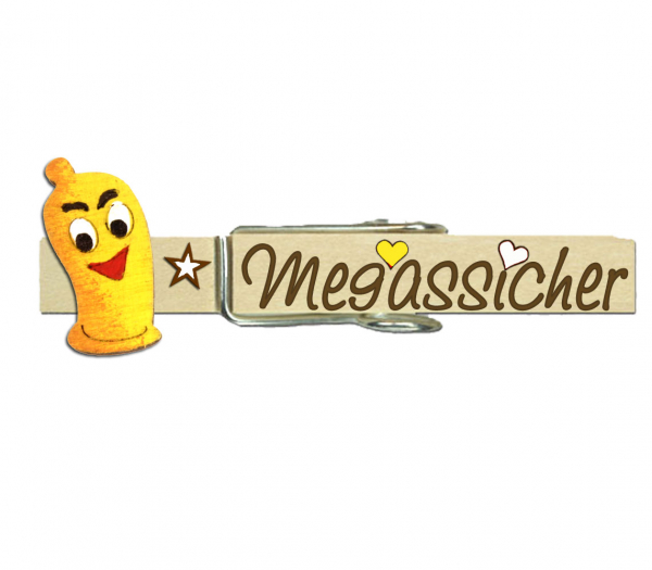 Glupperl mit einem gelben Kondom neu