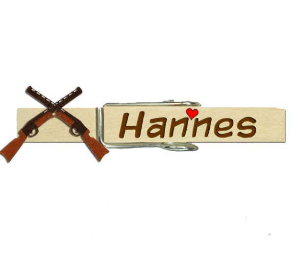 Glupperl mit zwei überkreuzten Schrotflinten