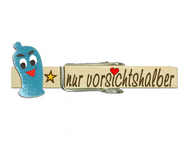 Glupperl mit einem trükisen Kondom neu