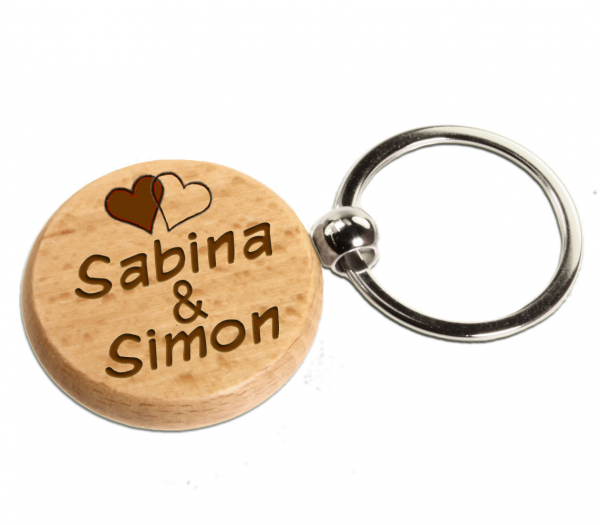 Runder Buchenholz Schlüsselanhänger mit Gravur