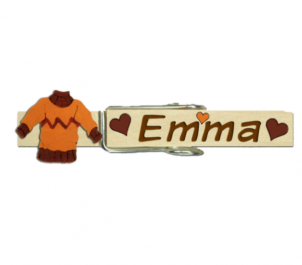 Glupperl mit einem orangen Pullover