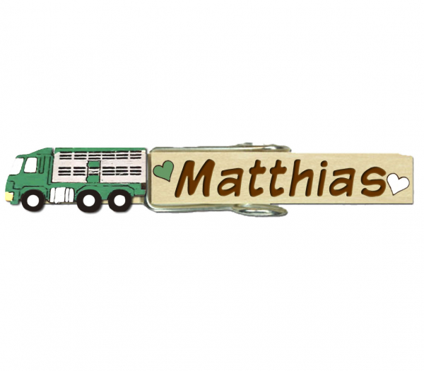 Glupperl mit einem grünen Viechtransporter